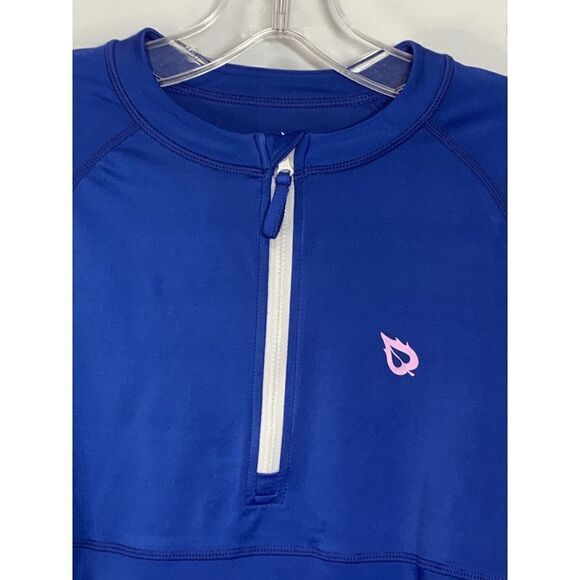 Baleaf Women's Rash Giard Zip Ruched Side Drawstring Blue Size M - Picture 2 of 8